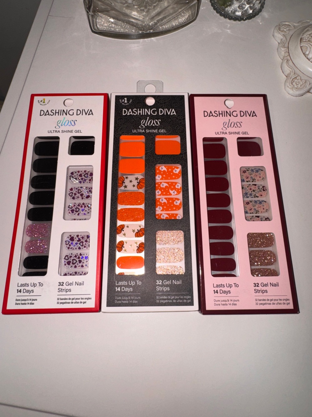 Dashing Diva Gloss Gel Nail Strips - Orange, Pink & Purple Variety Pack